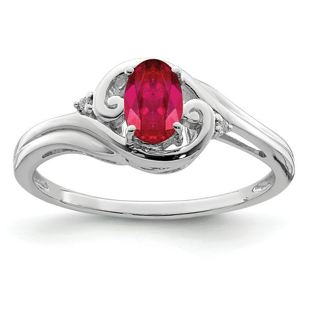 2mm Jewel Tie Sterling Silver Simulated Ruby & Diamond Ring 2mm Jewel Tie Sterling Silver Simulated Ruby & Diamond Ring